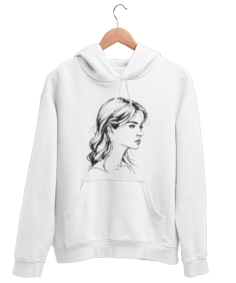 Tisho - yüz figürü Beyaz Unisex Kapşonlu Sweatshirt