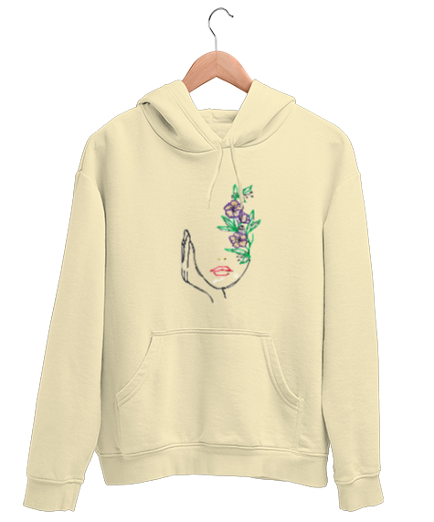 Tisho - Yüz Krem Unisex Kapşonlu Sweatshirt