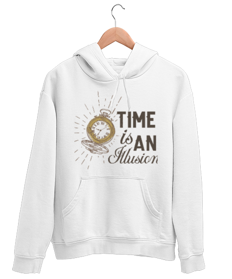 Tisho - Zaman Beyaz Unisex Kapşonlu Sweatshirt