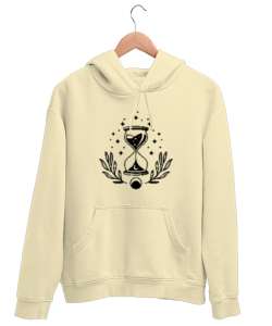 Zaman - Mistik Kum Saati Krem Unisex Kapşonlu Sweatshirt