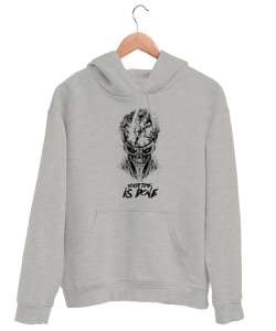 Zamanın Doldu - Skull Gri Unisex Kapşonlu Sweatshirt