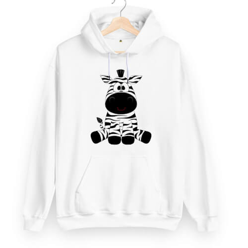 Zebra Baskılı Unisex Kapüşonlu Sweatshirt