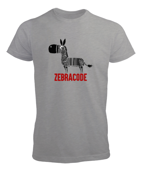Tisho - Zebracode - Zebra Barkod Gri Erkek Tişört