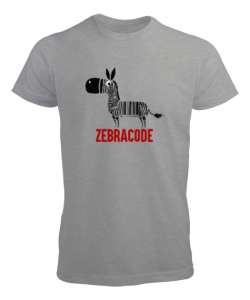 Zebracode - Zebra Barkod Gri Erkek Tişört