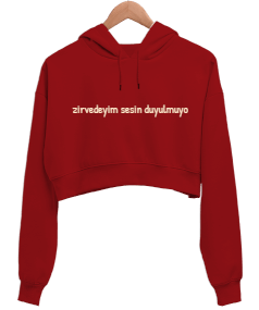 zirvedeyim sesin duyulmuyo Kadın Crop Hoodie Kapüşonlu Sweatshirt