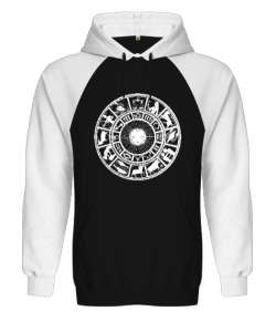 Zodiac - Horoscope - İlkel Çizim- Astroloji Siyah/Beyaz Orjinal Reglan Hoodie Unisex Sweatshirt