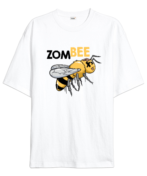 Zombee - Zombi Arı Beyaz Oversize Unisex Tişört