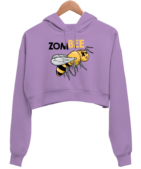 Zombee - Zombi Arı Lila Kadın Crop Hoodie Kapüşonlu Sweatshirt