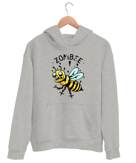 Tisho - Zombee - Zombi Arı - Zom Bee V3 Gri Unisex Kapşonlu Sweatshirt