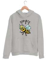 Zombee - Zombi Arı - Zom Bee V3 Gri Unisex Kapşonlu Sweatshirt - Thumbnail