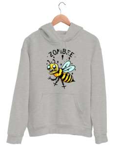 Zombee - Zombi Arı - Zom Bee V3 Gri Unisex Kapşonlu Sweatshirt