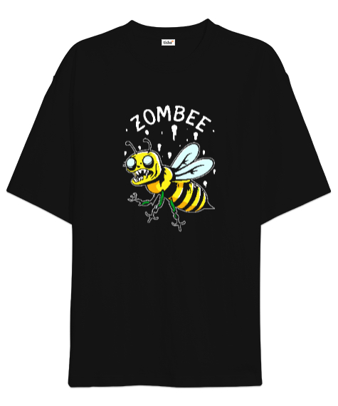 Tisho - Zombee - Zombi Arı - Zom Bee V3 Siyah Oversize Unisex Tişört