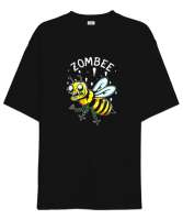 Zombee - Zombi Arı - Zom Bee V3 Siyah Oversize Unisex Tişört - Thumbnail