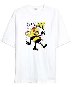 Zombee - Zombi Arı - Zom Bee V4 Beyaz Oversize Unisex Tişört