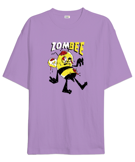 Tisho - Zombee - Zombi Arı - Zom Bee V4 Lila Oversize Unisex Tişört