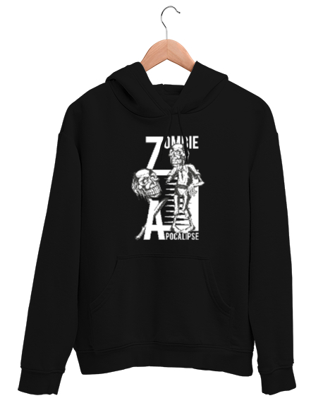 Tisho - Zombi - Zombie Siyah Unisex Kapşonlu Sweatshirt