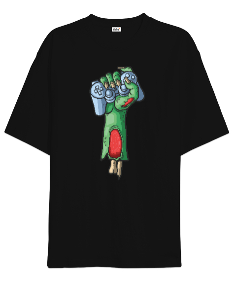 Zombie Gamer Siyah Oversize Unisex Tişört