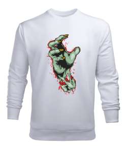 Zombie Hand - Zombi Eli Beyaz Erkek Sweatshirt