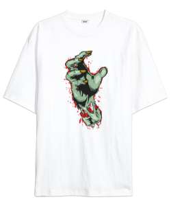 Zombie Hand - Zombi Eli Beyaz Oversize Unisex Tişört