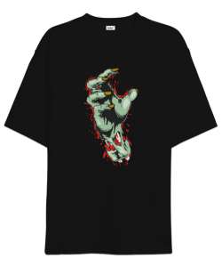 Zombie Hand - Zombi Eli Siyah Oversize Unisex Tişört