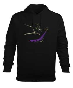 Zoro One Piece Siyah Erkek Kapüşonlu Hoodie Sweatshirt