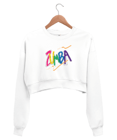 Zumba Dans Müzik Spor Kadın Crop Sweatshirt