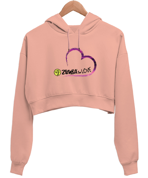 Tisho - Zumba Love Spor Dans Dance Yavru Ağzı Kadın Crop Hoodie Kapüşonlu Sweatshirt