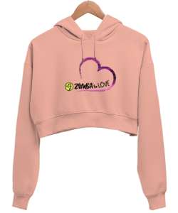 Zumba Love Spor Dans Dance Yavru Ağzı Kadın Crop Hoodie Kapüşonlu Sweatshirt