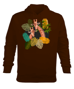 Zürafa desenli Erkek Kapüşonlu Hoodie Sweatshirt