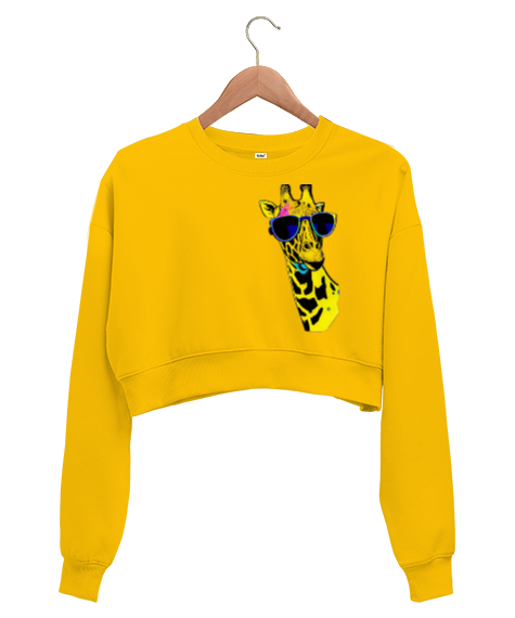 Zürafa Sarı Kadın Crop Sweatshirt